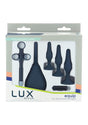 LUX Active Equip Anal Explorer Kit Blue featuring 7 silicone training accessories for comfortable anal play.