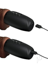 King Cock Plus Thrusting Dildo with Balls 7.5 inch Chocolate, triple-action vibrator with piston-powered thrusting.