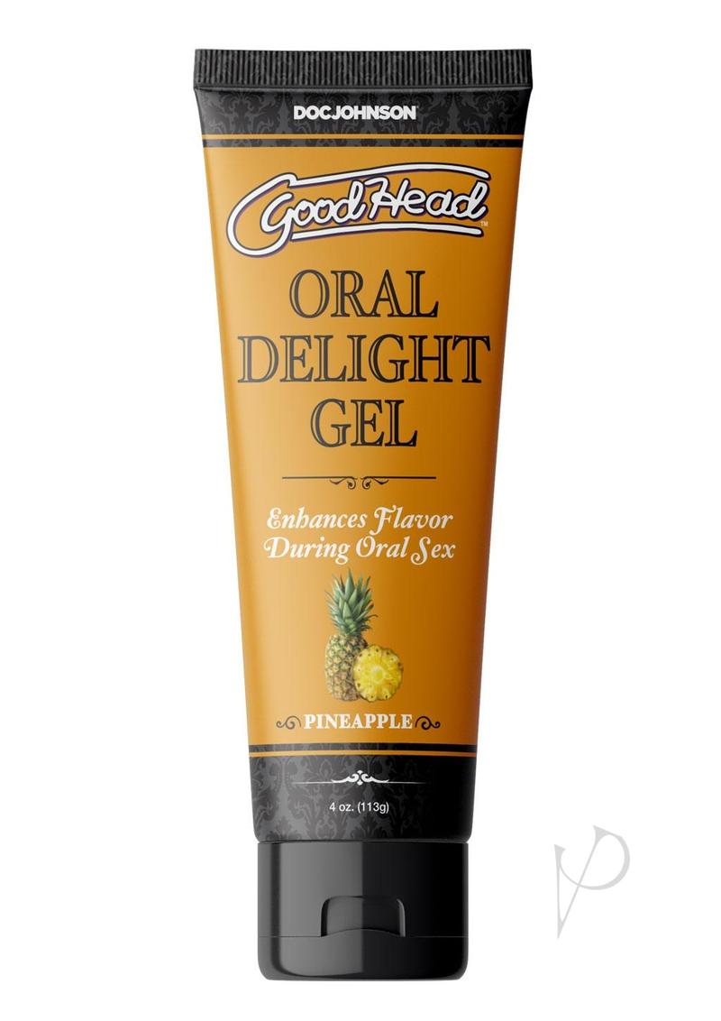 GoodHead Oral Delight Gel Flavored Pineapple 4 oz Bulk packaging, edible oral enhancer for playful experiences.