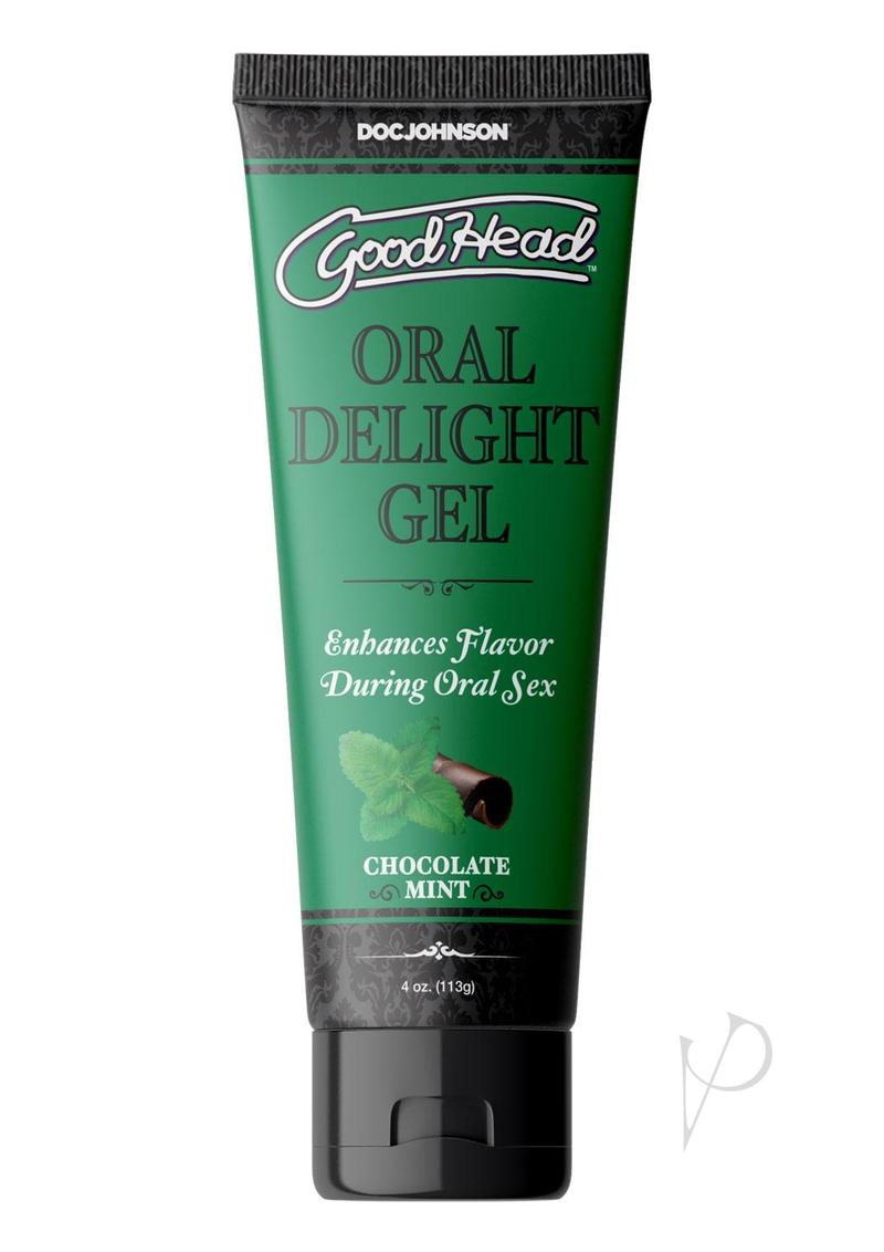 GoodHead Oral Delight Gel Flavored Chocolate Mint 4 oz Bulk for enhanced oral play with a delicious minty chocolate flavor.