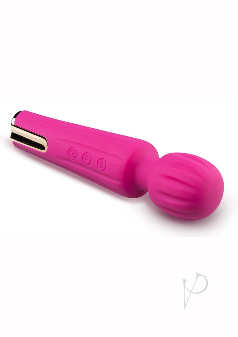 Blush Allana Silicone Wand Vibrator Magenta Rose Gold, powerful massage wand with flexible head for deep stimulation.