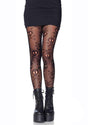 Leg Avenue Pirate Booty Skull Net Pantyhose OS Black worn with a short black skirt and chunky boots.