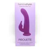 Femmefunn Pirouette Rabbit Vibrator Purple in elegant packaging showcasing its design and features.