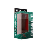 Shaft Model N 7.5 Inch Silicone Dong with Balls Mahogany in packaging on a green and black background.