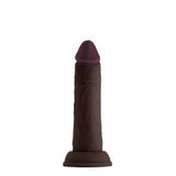 Shaft Model J 6.5 inch Liquid Silicone Dong Mahogany showing hyper-realistic design and silicone texture.