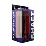 Shaft Model A 10.5 Inch Silicone Dong with Balls Mahogany in elegant packaging showcasing its design and flexible material.