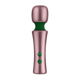 Femmefunn Bougie Wand Massager Rose Gold, sleek metallic massager with power buttons and textured grip.