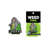 Wood Rocket Gadope The Green Enamel Lapel Pin featuring a wizard themed design with playful weed elements.