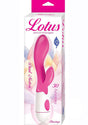 Lotus Sensual Massager No 2 Silicone Rabbit Vibrator Pink packaging showcasing dual motors and 30 functions.