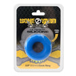 Boneyard Ultimate Silicone Cock Ring Blue packaging featuring a blue silicone cock ring on a black background.