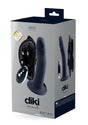 VeDO Diki Silicone Vibrating Dildo Harness Black packaging with remote control and adjustable harness