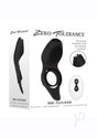 Mr Flicker Rechargeable Silicone Cock Ring Black packaging showcasing dual-ring design and remote control features.