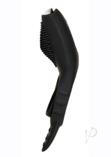 Mr Flicker Rechargeable Silicone Cock Ring Black side view with textured surface for enhanced stimulation.