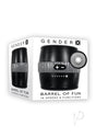 Gender X Barrel Of Fun Double Side Stroker Black product packaging showing 12 speeds and functions.