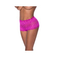 Split Crotch Lace Boy Short Raspberry S M shown in a vibrant raspberry lace design, featuring a playful split-crotch detail.