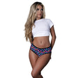 Hazy Dayz Boy Short Gummy Bear S M displayed on model, featuring colorful gummy bear print and soft black spandex.