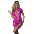 Seamless Stirrup Top & Short Set Pink One Size featuring cutouts and rhinestone accents.