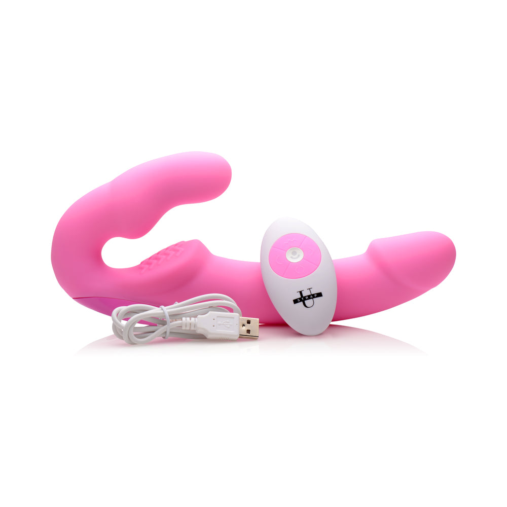 Strap U Strapless Strap-On with Remote Pink