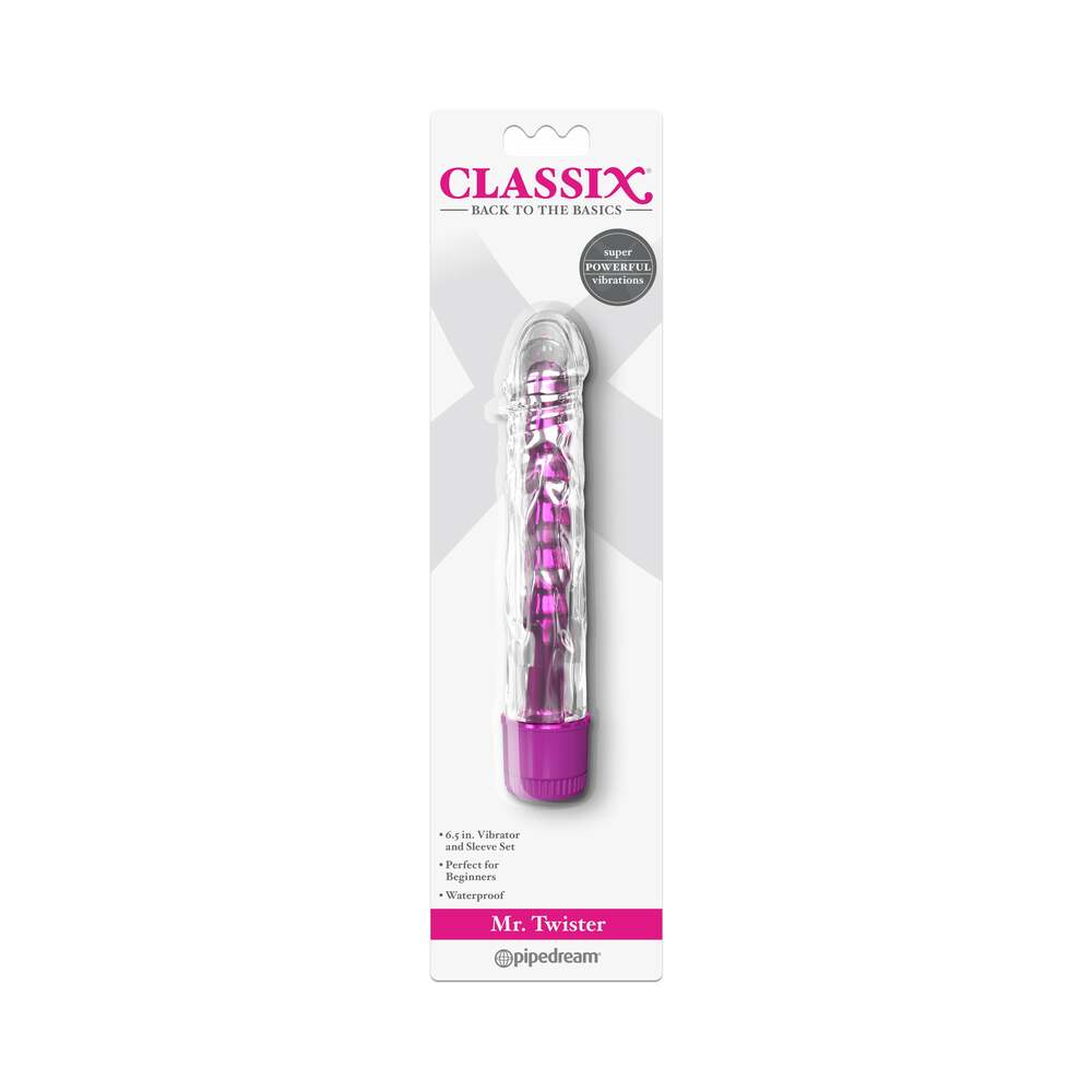 Classix Mr. Twister 6.5 inches Vibrator and Sleeve Set Pink