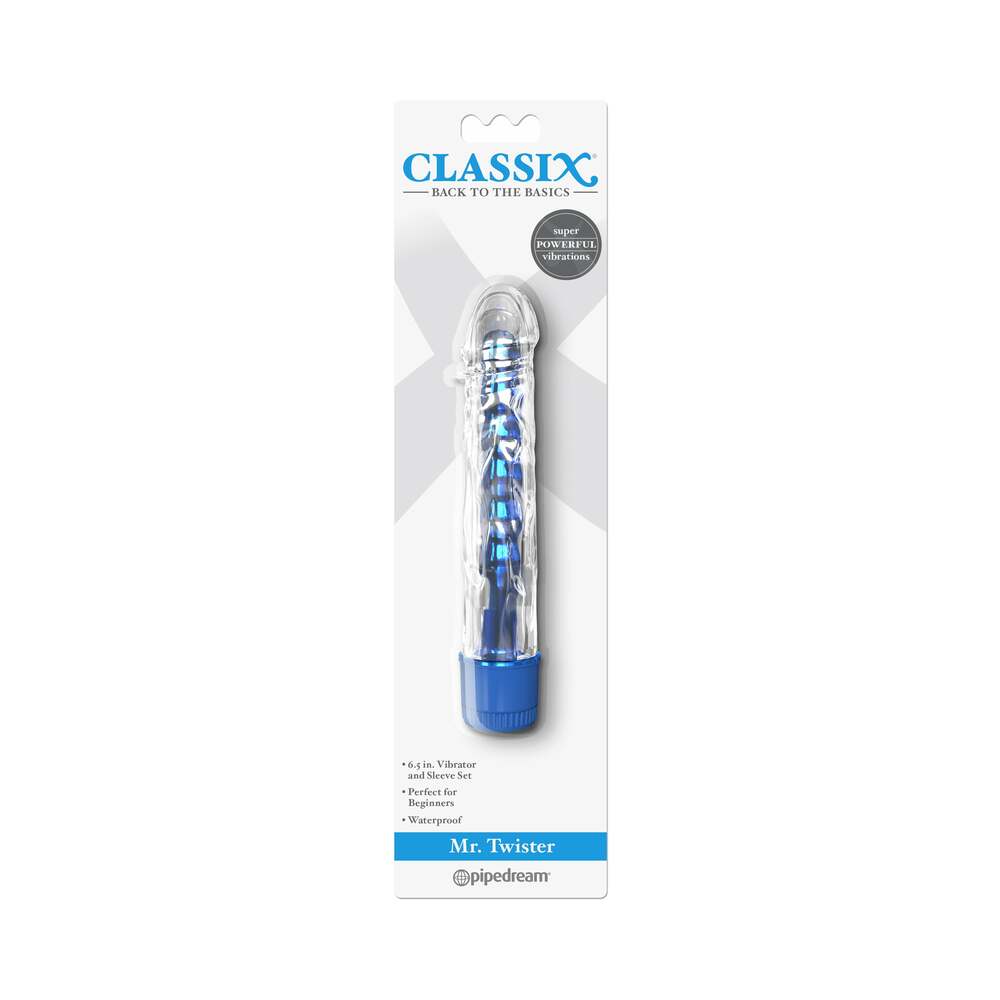 Classix Mr. Twister 6.5 inches Vibrator and Sleeve Set Blue