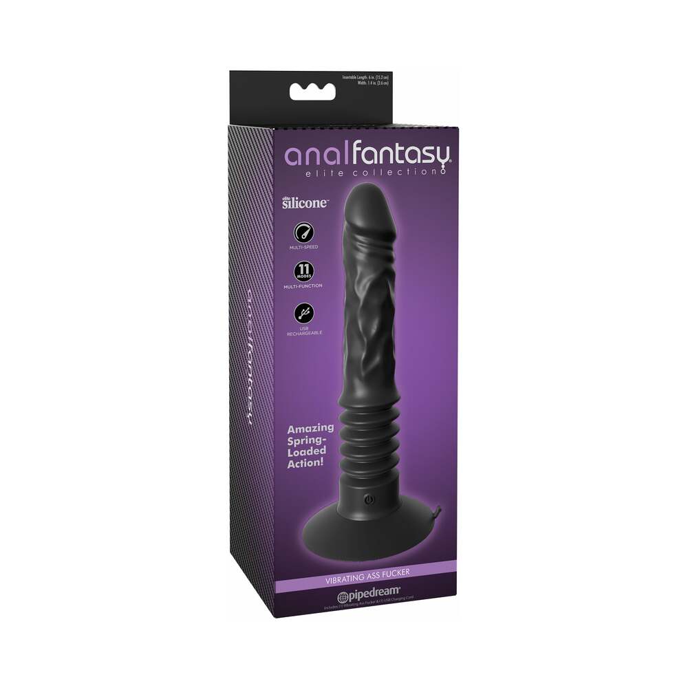 Anal Fantasy Elite Vibrating Ass Fucker 12 inches Thrusting Dildo With Suction Cup Black