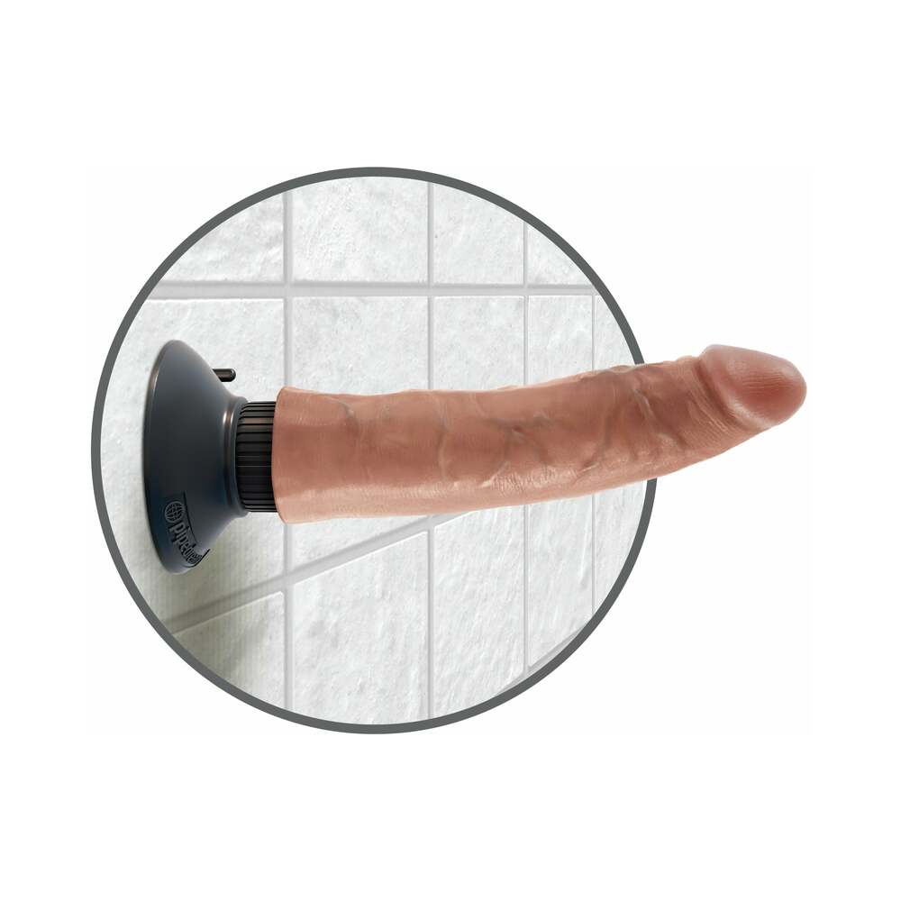 King Cock 7 inches Vibrating Cock Poseable Dildo With Suction Cup Tan