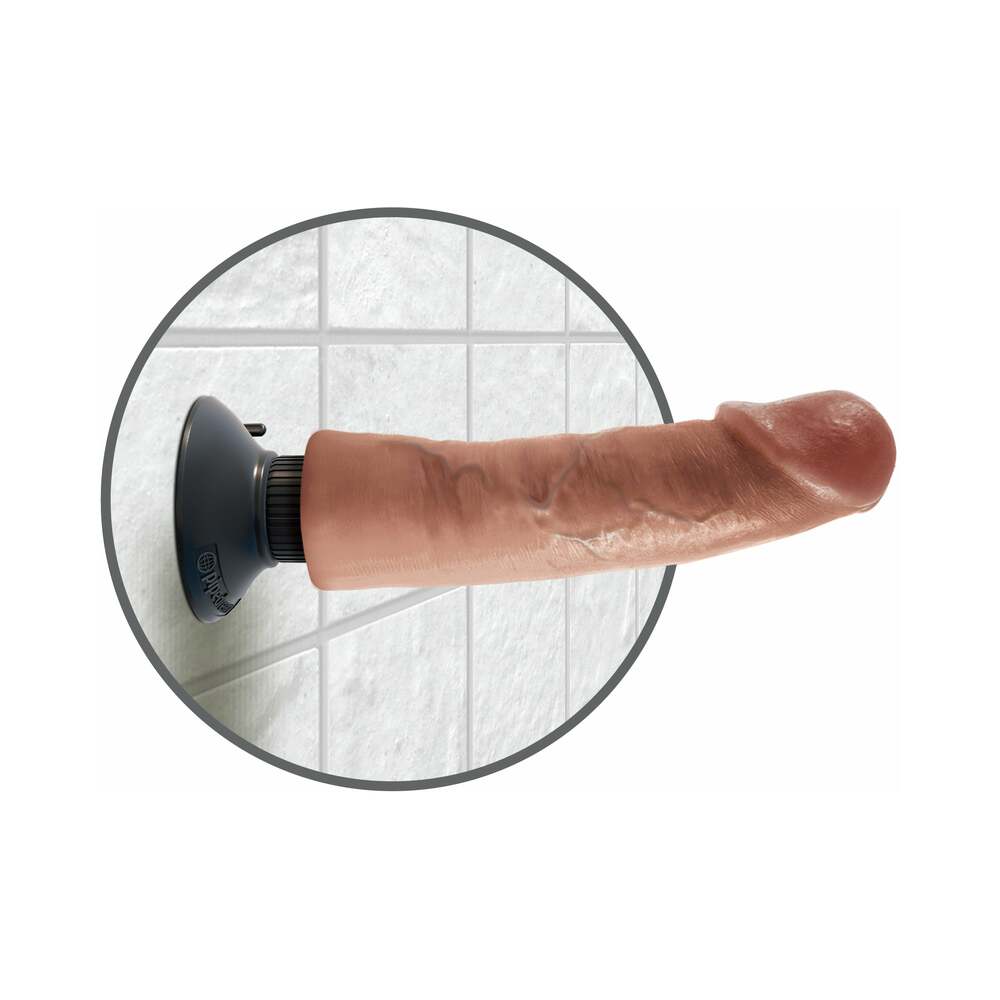 King Cock 9 inches Vibrating Cock Poseable Dildo With Suction Cup Tan