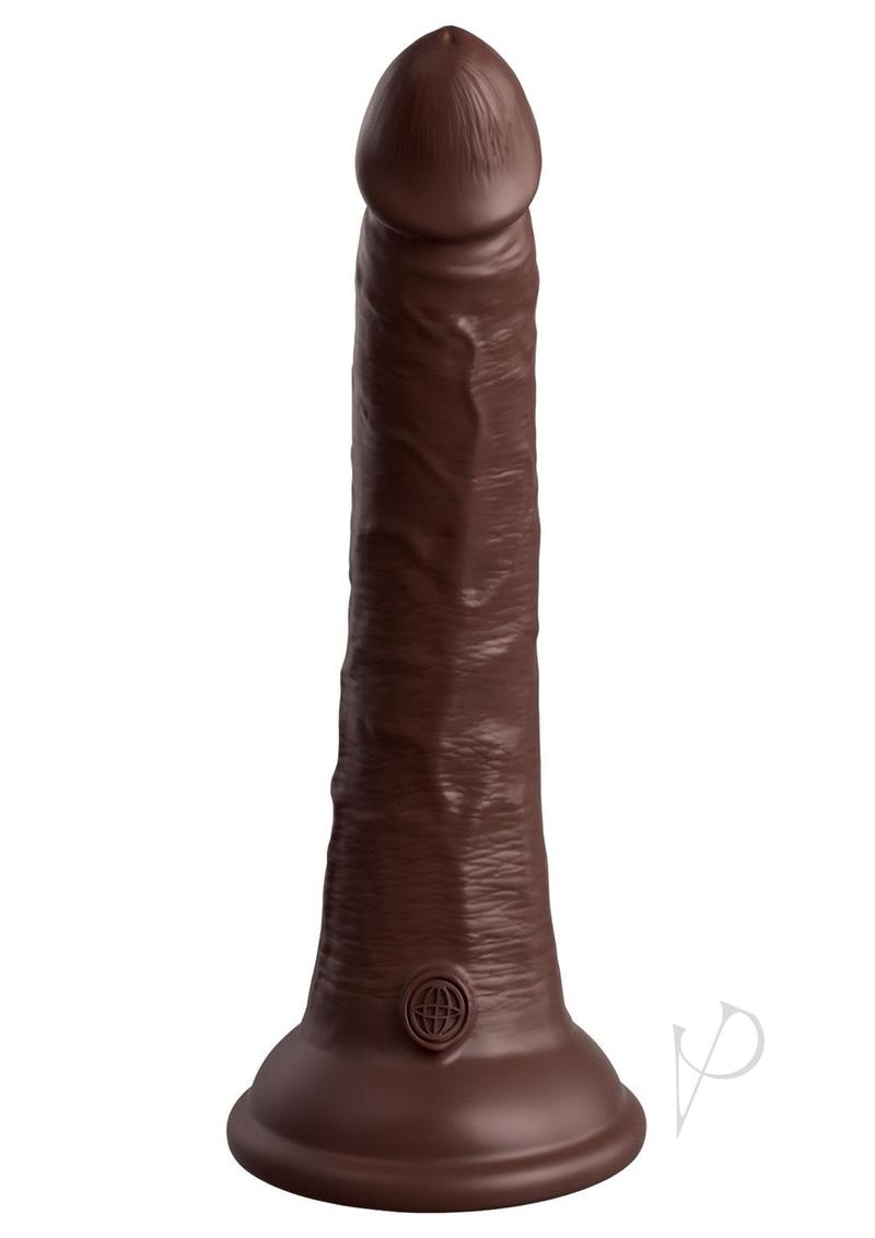 King Cock Elite Dual Density Silicone Dildo 7 inch Chocolate with lifelike design and textured surface.