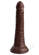 King Cock Elite Dual Density Silicone Dildo 7 inch Chocolate with lifelike design and textured surface.