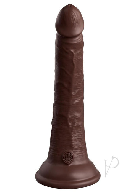 King Cock Elite Dual Density Silicone Dildo 7 inch Chocolate with lifelike design and textured surface.