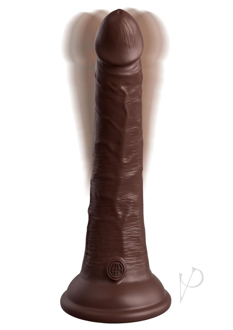 King Cock Elite 7 Inch Vibrating Silicone Dildo Chocolate - realistic design with dual density silicone for natural feel.