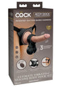 King Cock Elite Vibrating Body Dock Kit 8 Inch Vanilla packaging featuring the versatile strap-on system.
