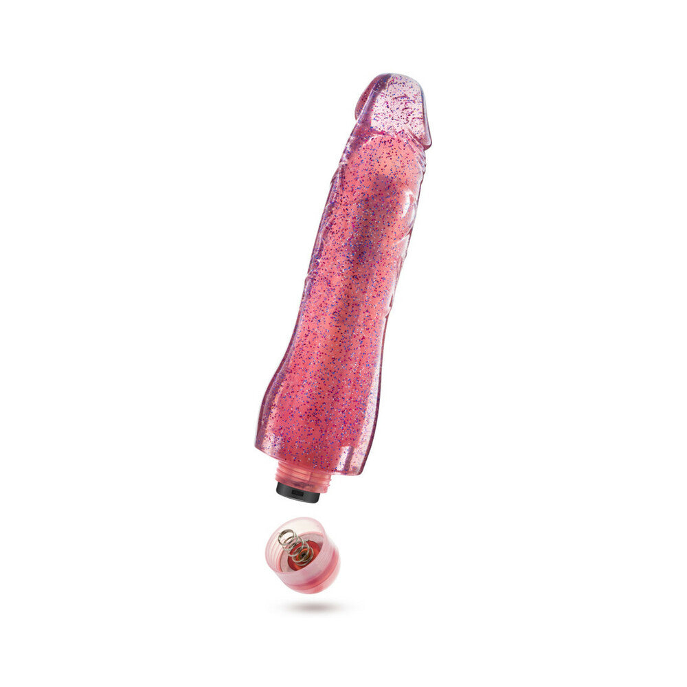 Blush Glow Dicks Molly Color Changing 8 inches Vibrating Dildo Glitter Pink