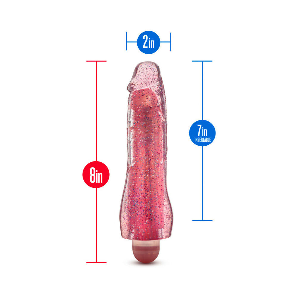 Blush Glow Dicks Molly Color Changing 8 inches Vibrating Dildo Glitter Pink