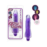 Glow Dicks Molly Color Changing 8 inches Vibrating Dildo Glitter Purple