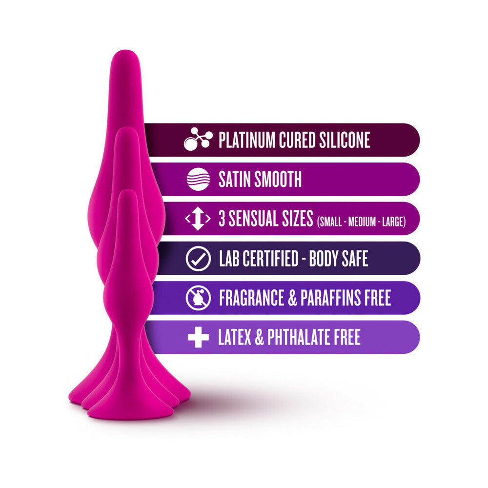 Blush Luxe 3-Piece Silicone Beginner Plug Kit Pink