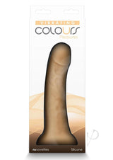 Colours Pleasures Silicone Vibrating Dildo 7 inch Vanilla in packaging showcasing its lifelike design and texture.