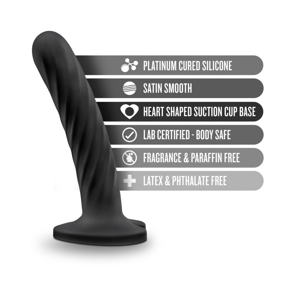 Temptasia Twist 5.5 inches Curved Dildo with Heart-Shaped Suction Cup Medium Black