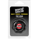 Rock Solid The Gear Cock Ring Black packaging showing SE3000 material and gear design for secure fit.