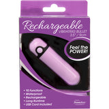 Powerbullet Simple & True 3.5 Inch Bullet 10 Function Purple in packaging promoting strong vibrations and features.