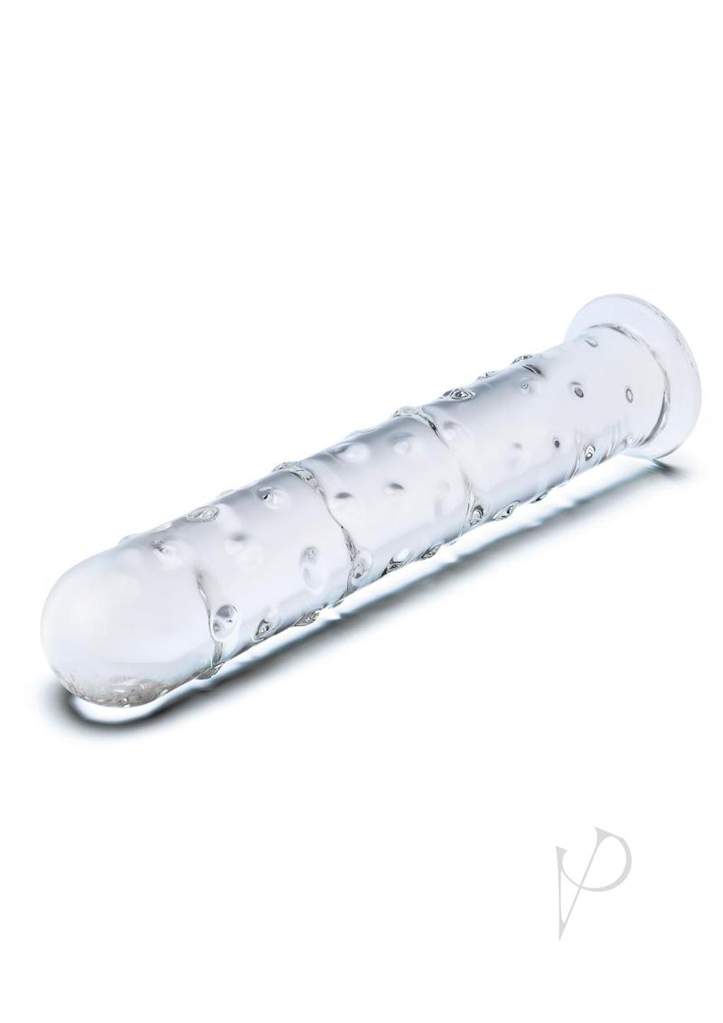 Glas Extra Large Glass Dildo 10 inch Clear with ridges for stimulation and an easy-to-insert tapered tip.