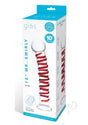 Glas Mr Swirly Glass Dildo 10 inch Clear Red packaging featuring a clear glass design with red spiral accents.