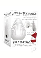 Zero Tolerance Krakatoa Volcano Stroker White Red packaging showcasing unique inner texture for maximum pleasure.