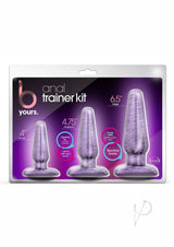 B Yours Anal Trainer Kit Purple Swirl three-piece flexible plug set in packaging.
