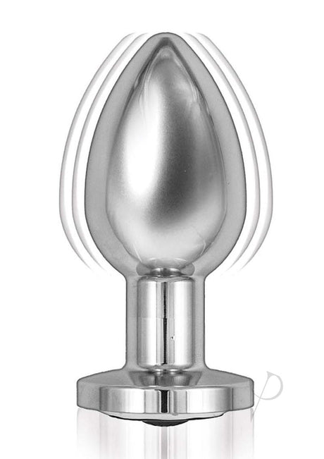 Ass-Sation Vibrating Metal Anal Plug with Remote Silver, polished metal plug for smooth exploration and pleasure.