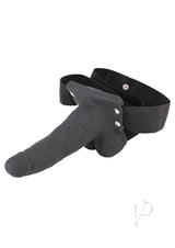 Erection Assistant Hollow Vibrating Strap-On 6 inch Black with jock-style harness for enhanced pleasure.