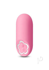 Sugar Pop Harmony Rechargeable Silicone Mini Vibrator Pink in a sleek design with a flower-shaped button.
