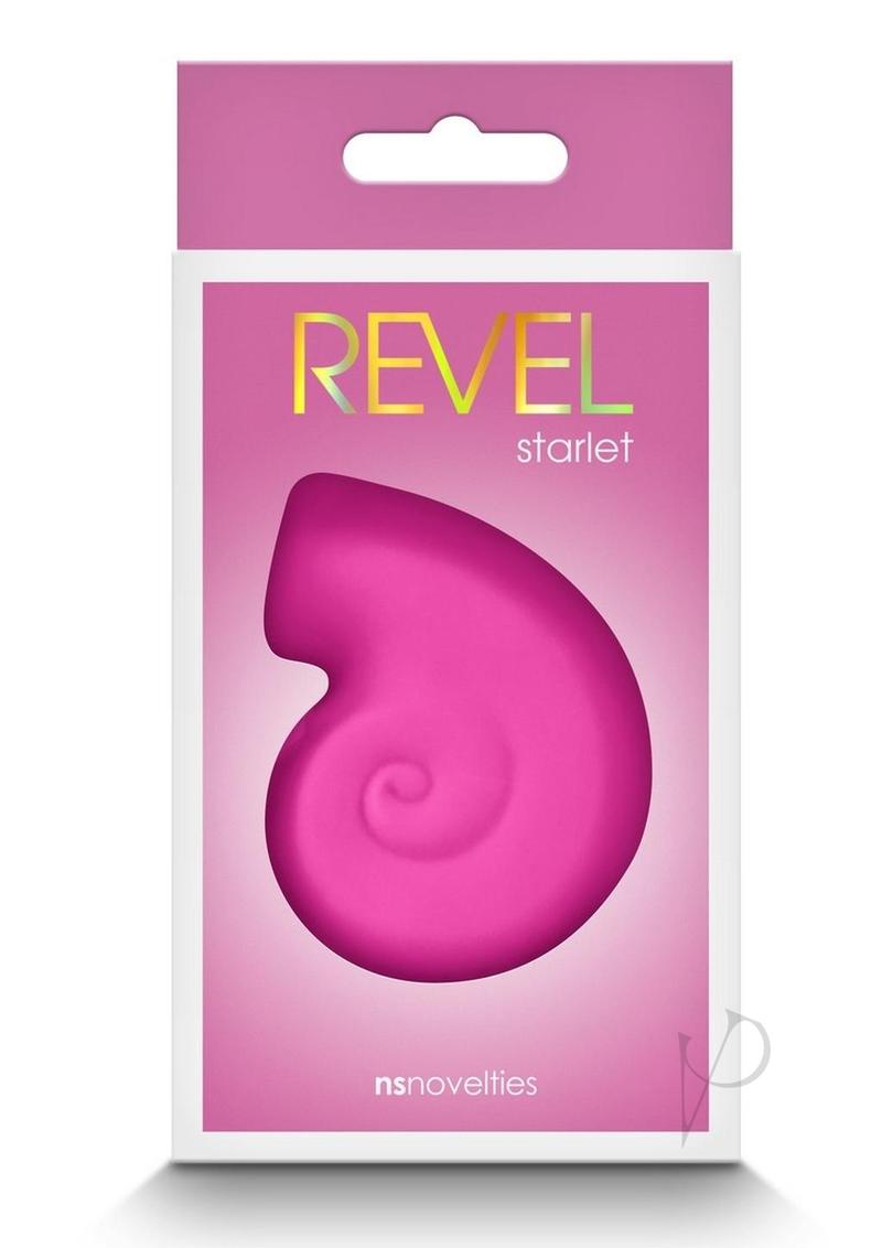 Revel Starlet Rechargeable Silicone Clitoral Stimulator Pink packaging featuring a vibrant pink design.