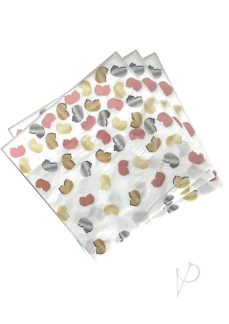 Glitterati Boobie Party Napkins 8 per Pack Multicolor with playful boobie prints in shimmering colors.