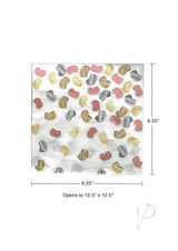 Glitterati Boobie Party Napkins 8 per Pack Multicolor with playful designs in rose gold, gold, silver, and bronze.